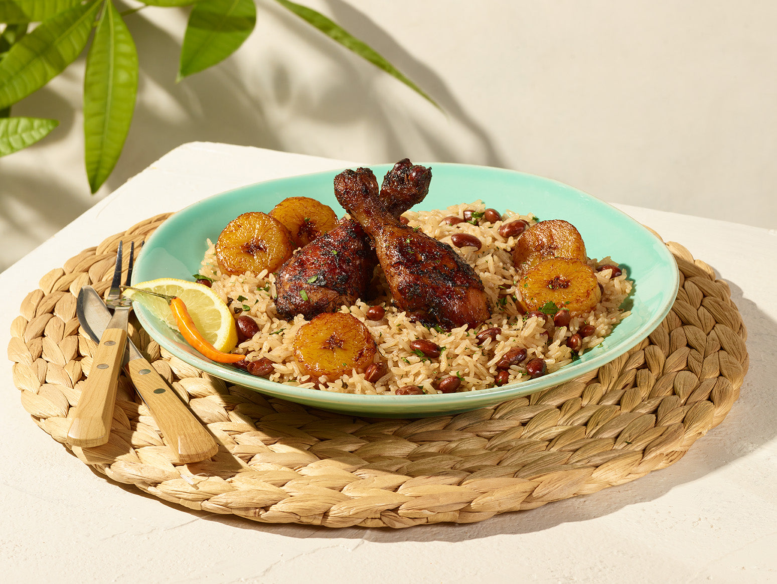 Assiette de poulet jerk 