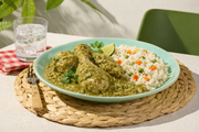 Poulet à la sauce pipian verde accompagné de riz blanc mexicain