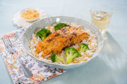 🌶️ Riz à la noix de coco, saumon cajun et brocolis sautés à l’ail