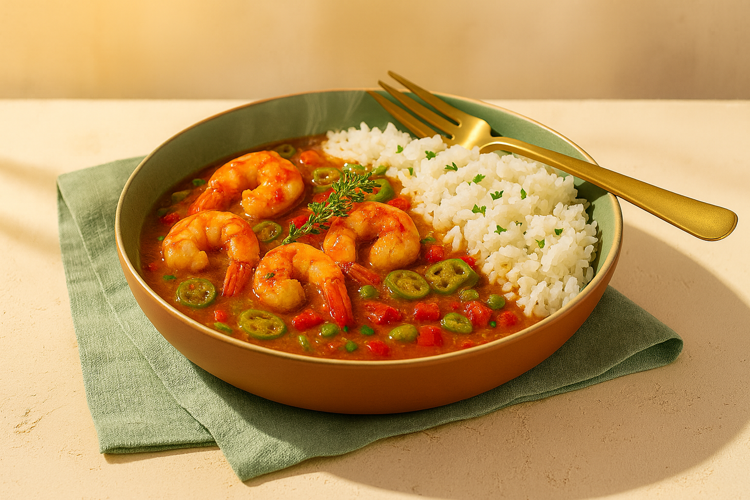 Assiette de gombo avec riz